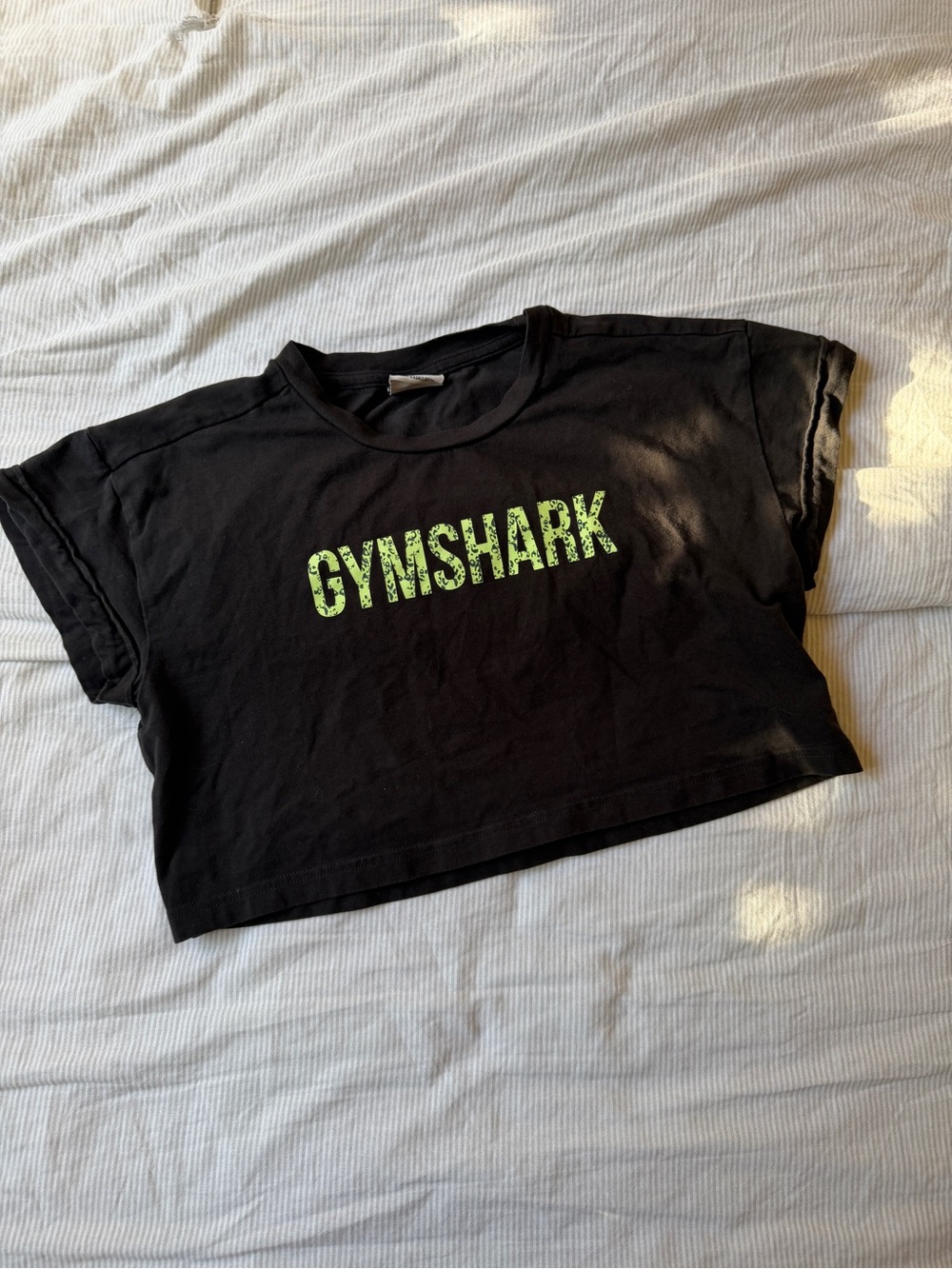 Gymshark Black Crop Tee with Neon Green Logo